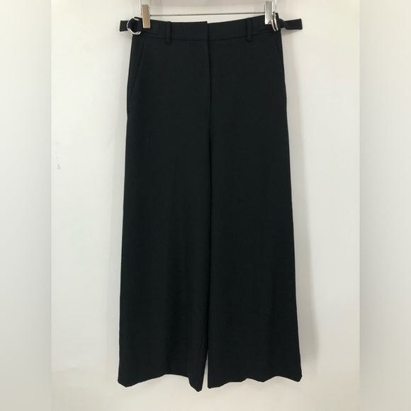 Alexander Wang 6 wide leg Cropped Pant in Black adjustable waist silver 0706